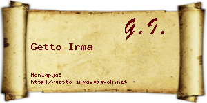 Getto Irma névjegykártya